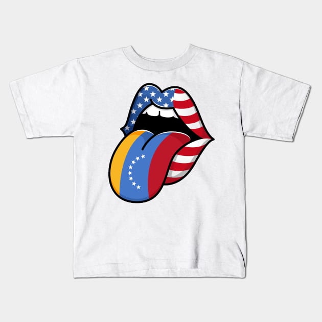 Flag Of Venezuela Half Venezuelan Venezuelan American Kids T-Shirt by RW